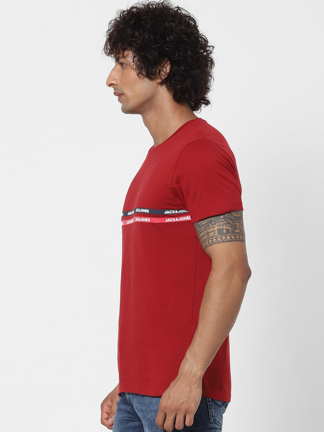 Red Logo Print Crew Neck T-shirt