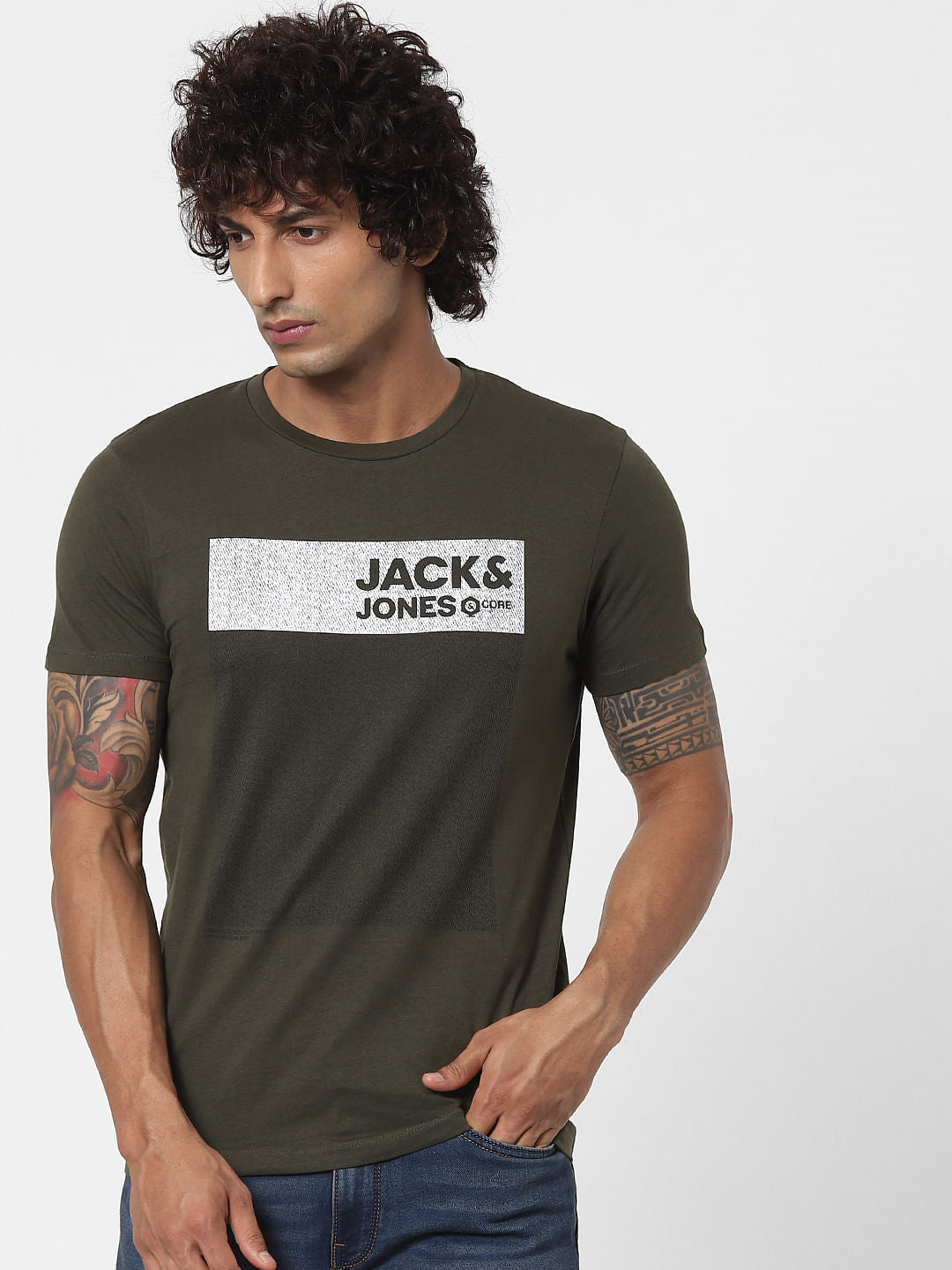 Green Logo Print Crew Neck T-shirt