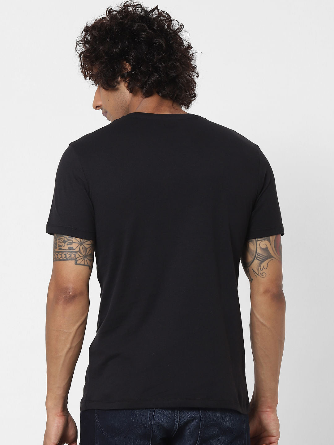 Black Graphic Logo Print Crew Neck T-shirt