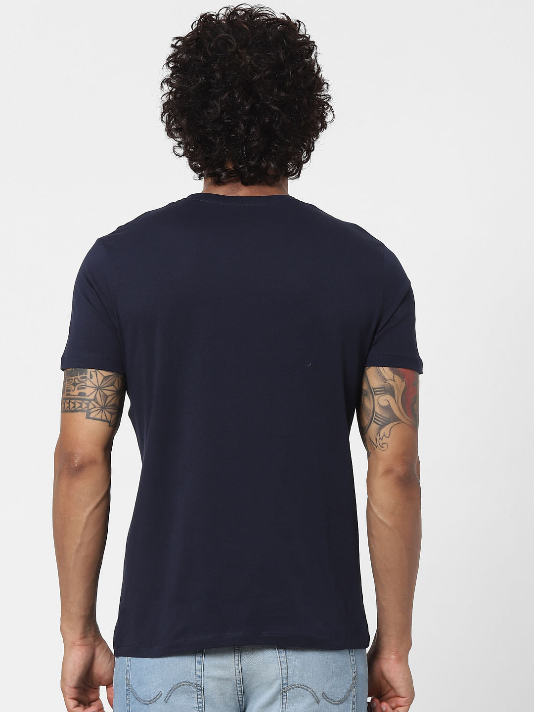 Blue Graphic Print Crew Neck T-shirt