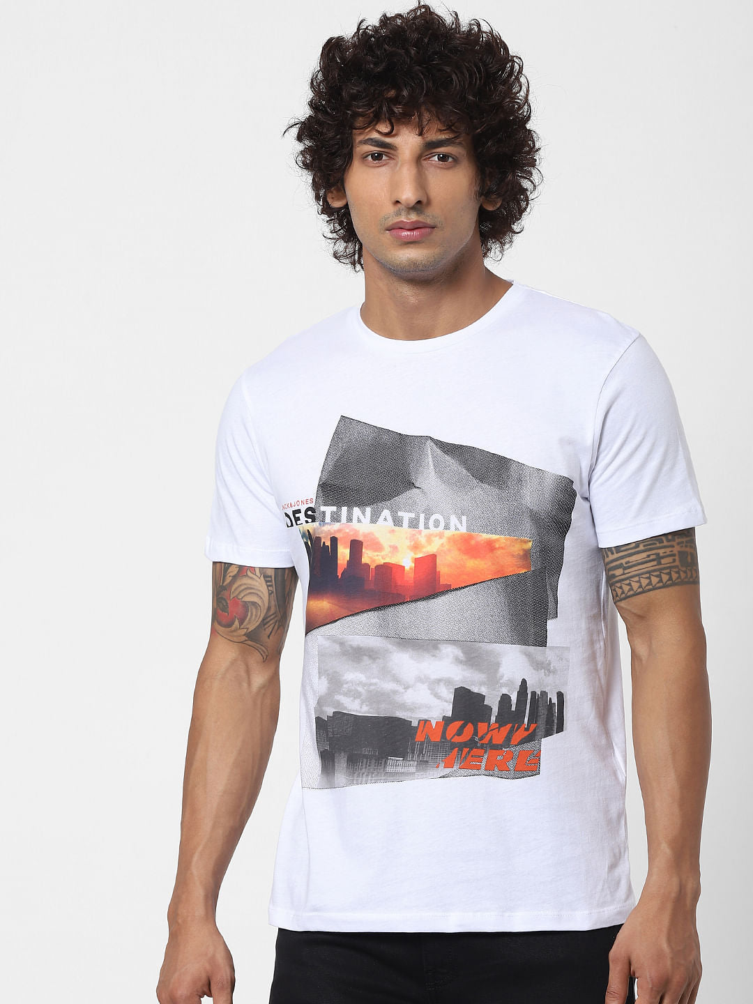 White Graphic Print Crew Neck T-shirt