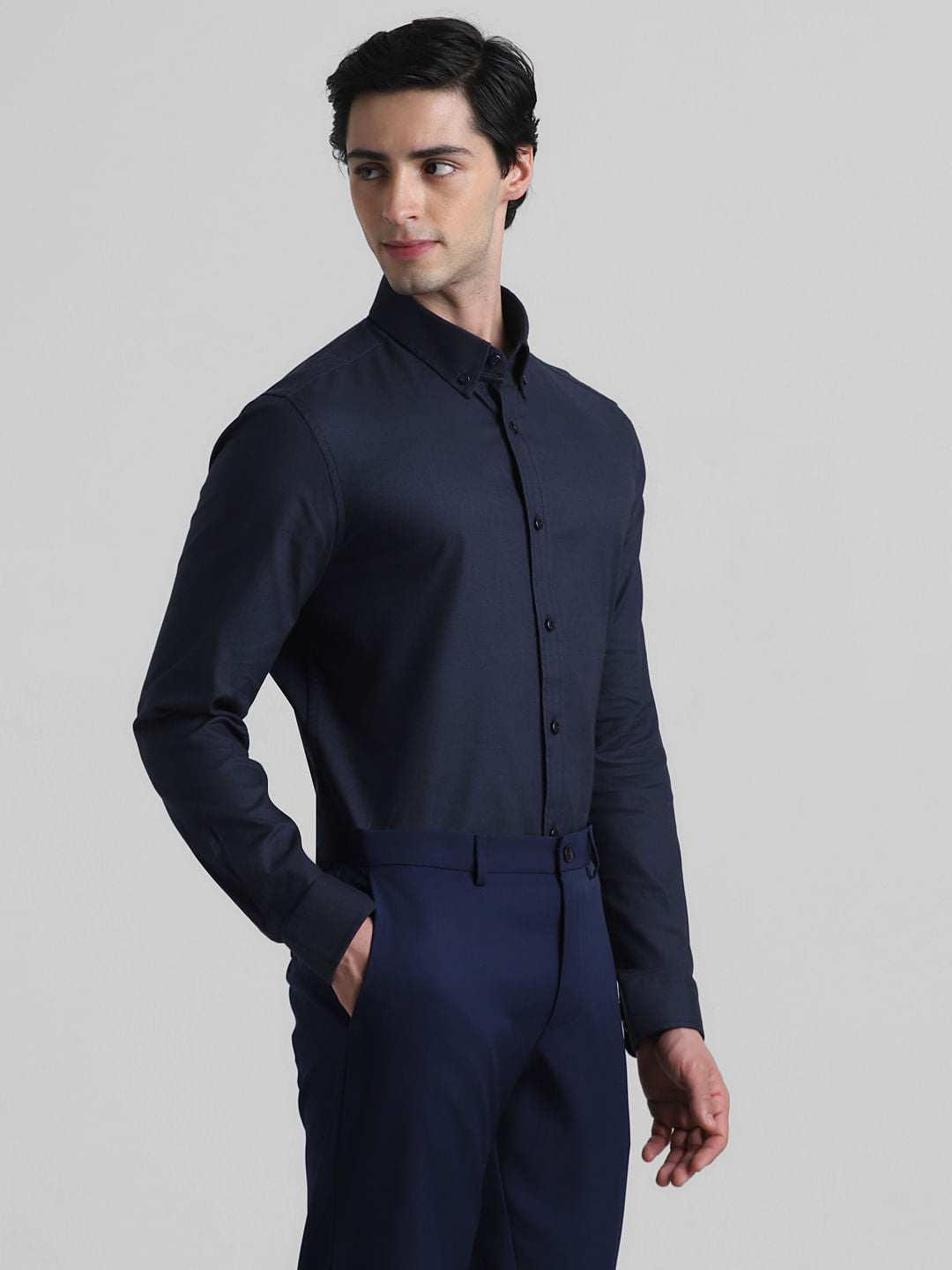 Navy Blue Formal Full Sleeves Shirt