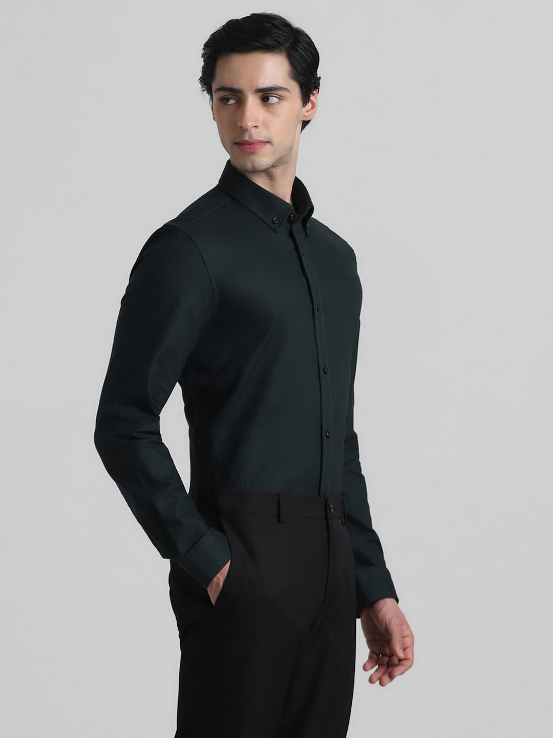 Dark Green Formal Full Sleeves Shirt