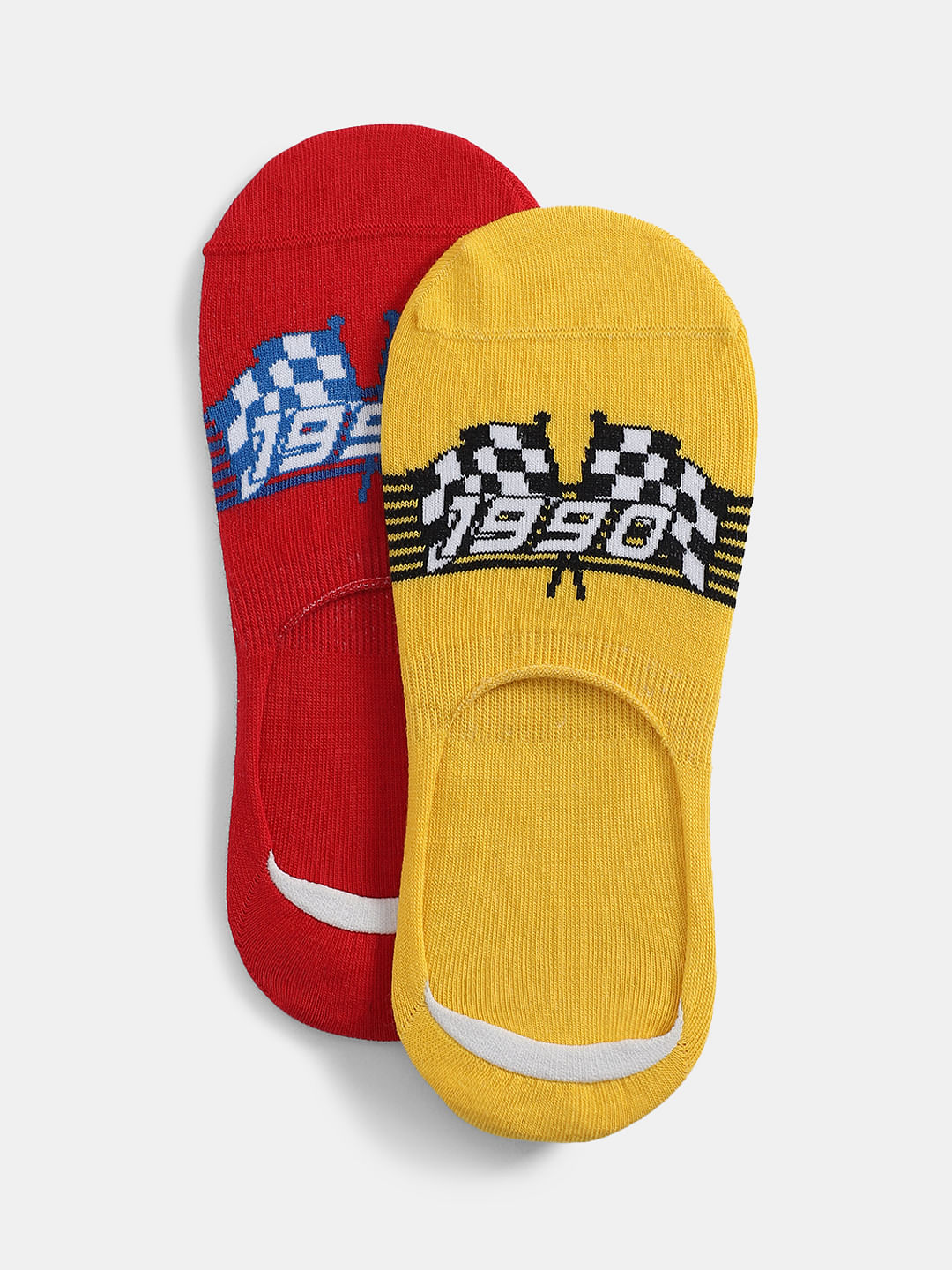 Pack of 2 Printed No-Show Socks