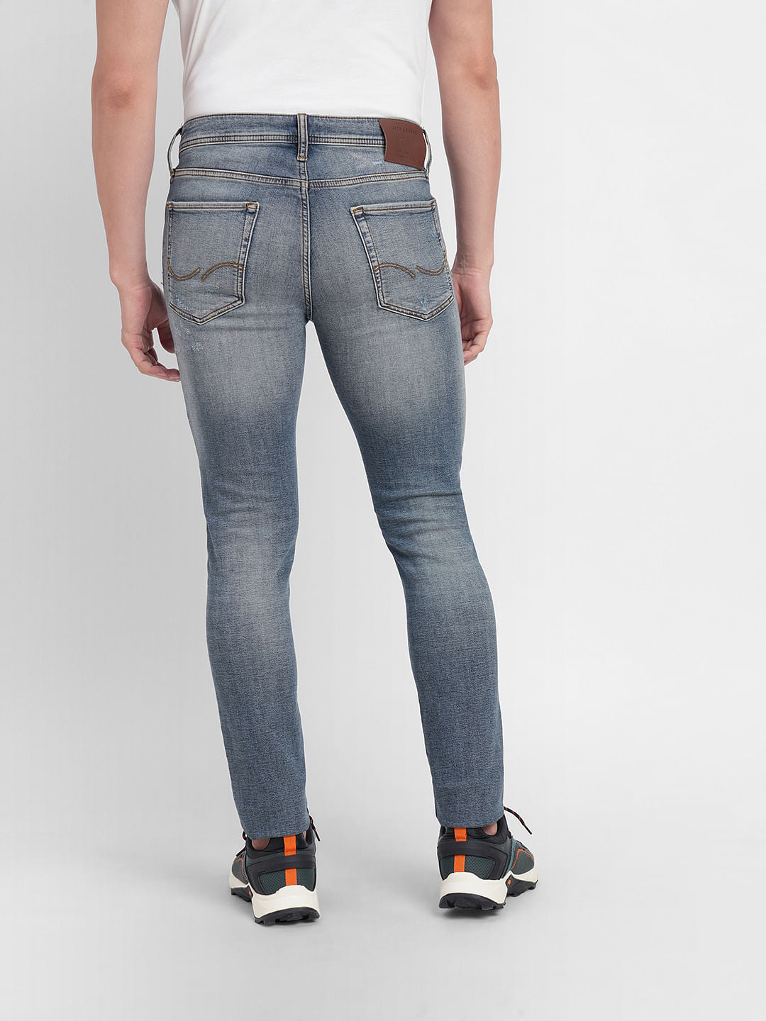 Blue Low Rise Distressed Ben Skinny Jeans
