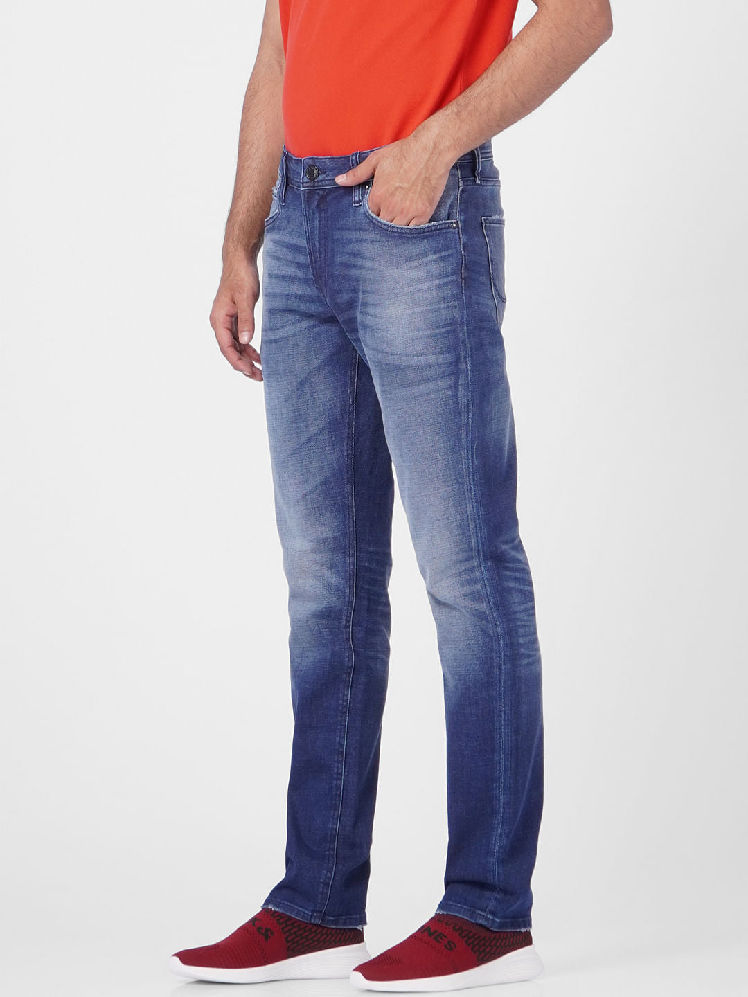 Blue Low Rise Glenn Slim Jeans