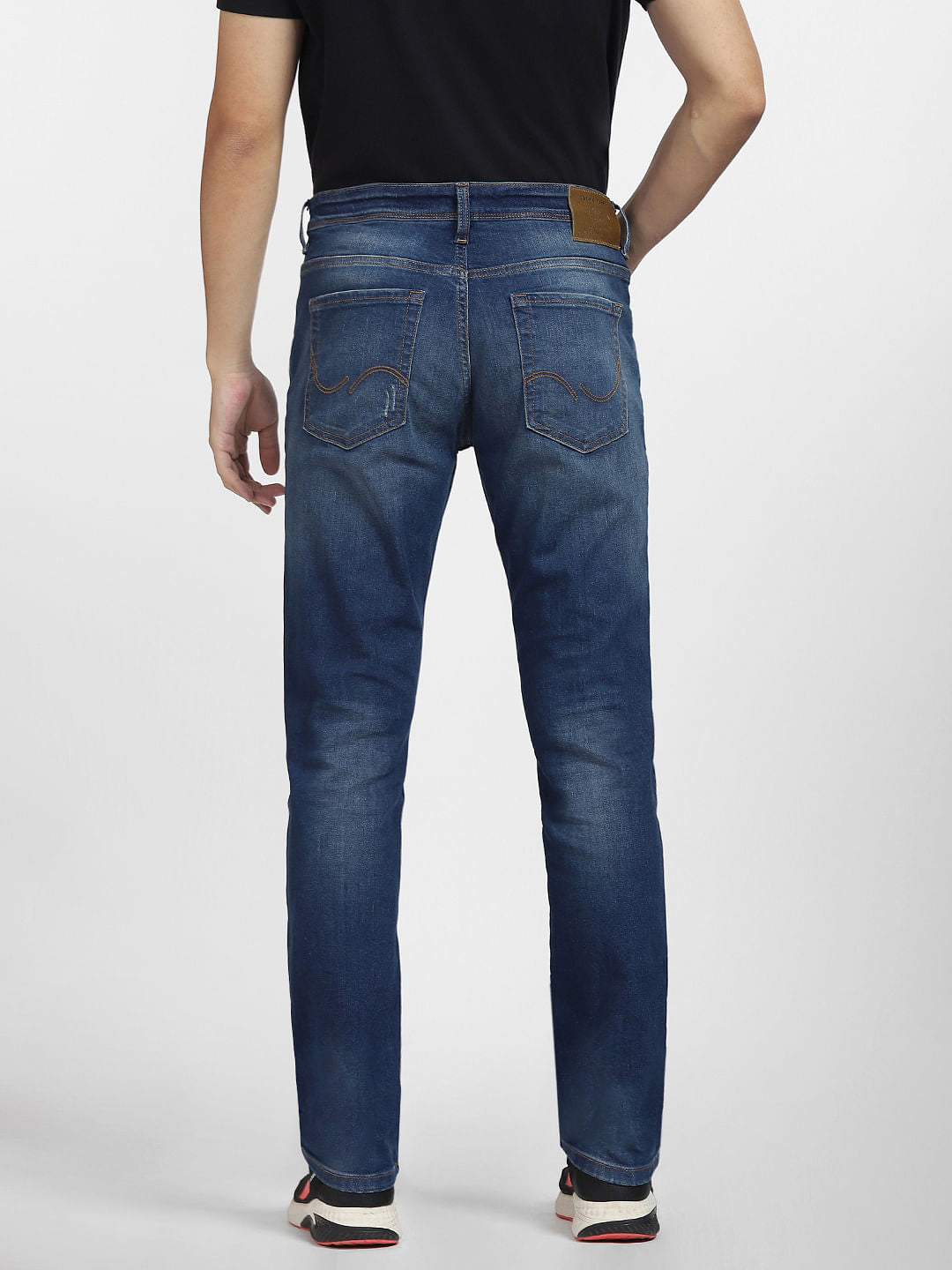 Blue Low Rise Distressed Glenn Slim Fit Jeans