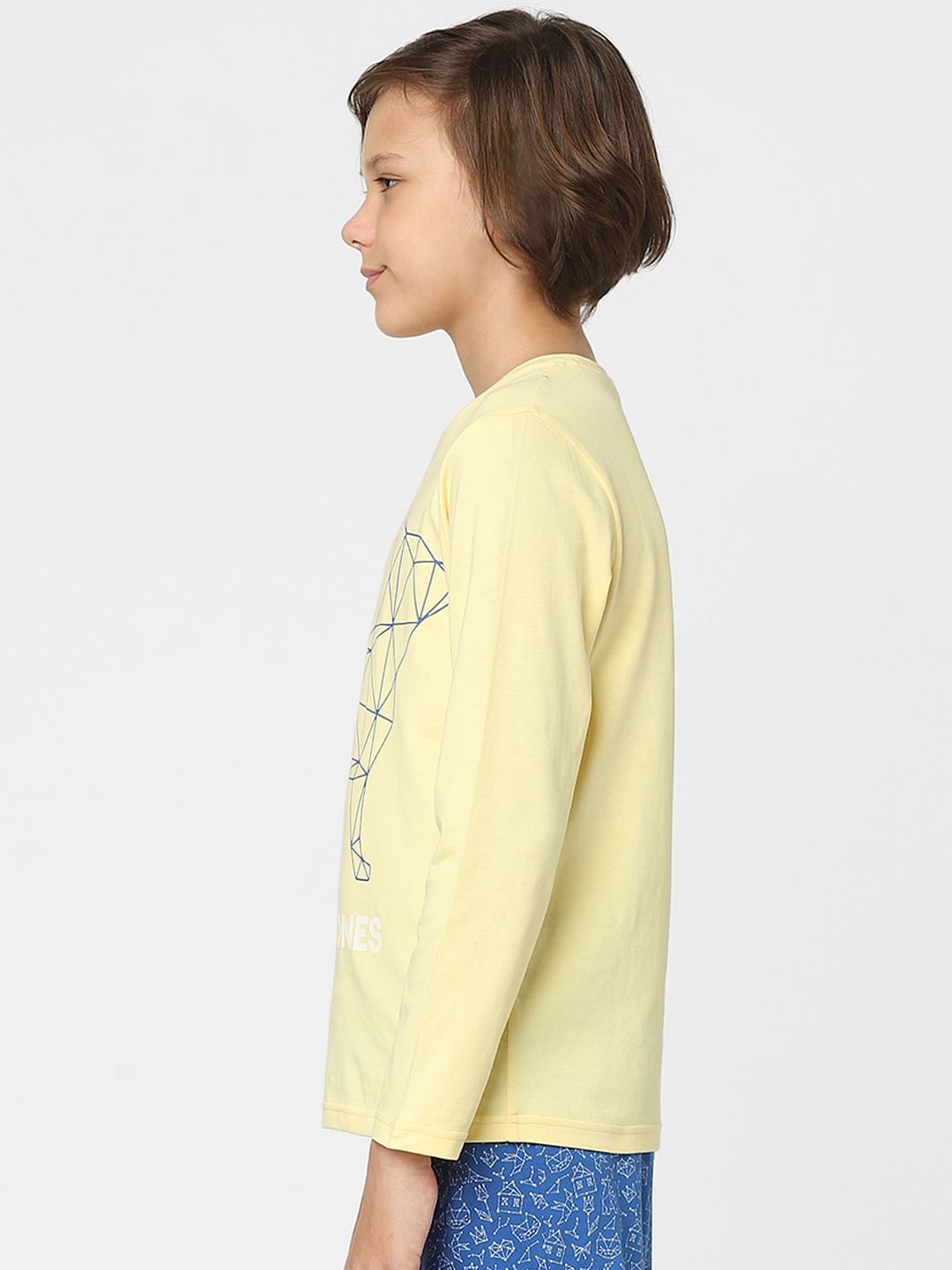 Boys Yellow Printed T-shirts & Pyjama Night Suit Set