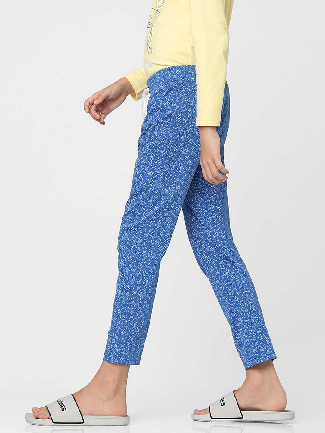 Boys Yellow Printed T-shirts & Pyjama Night Suit Set