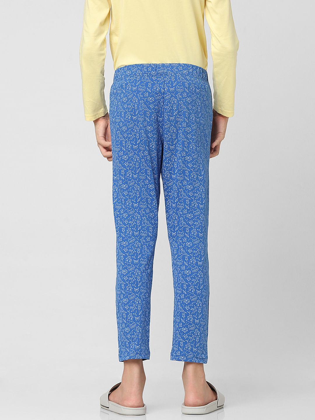 Boys Yellow Printed T-shirts & Pyjama Night Suit Set