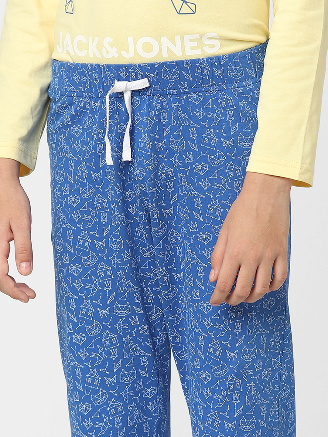 Boys Yellow Printed T-shirts & Pyjama Night Suit Set