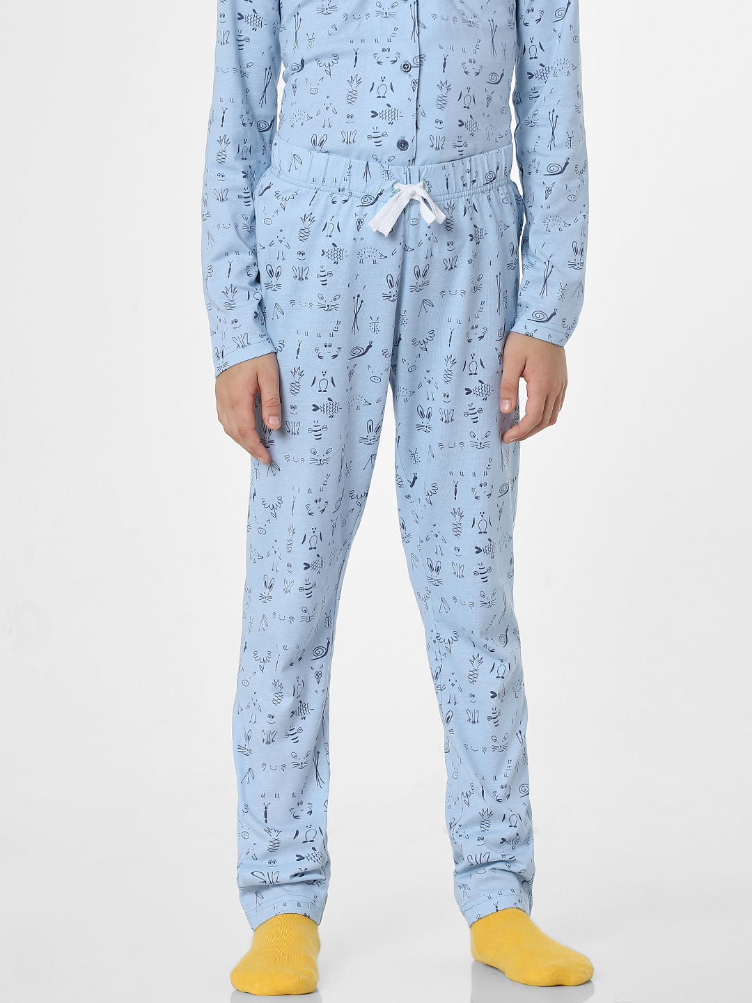 Boys Blue Printed Sleepwear Set