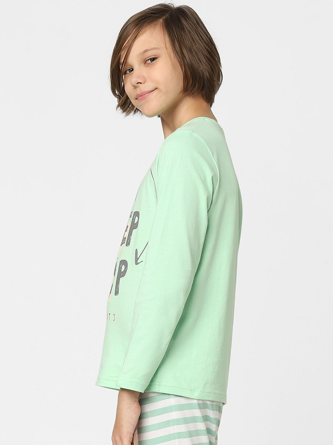 Boys Green Printed T-shirts & Pyjama Night Suit Set