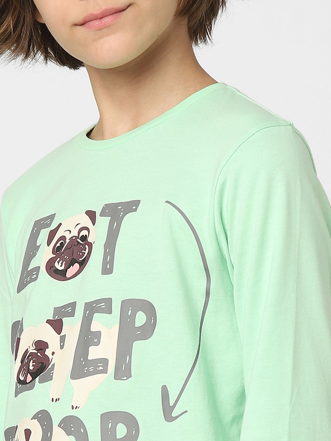 Boys Green Printed T-shirts & Pyjama Night Suit Set