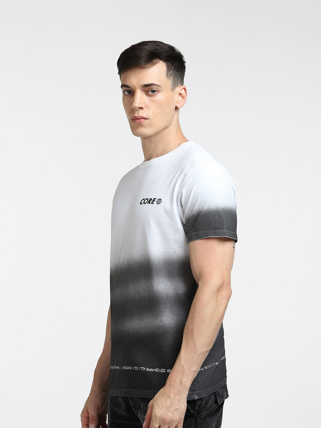 White Colourblocked Crew Neck T-shirt