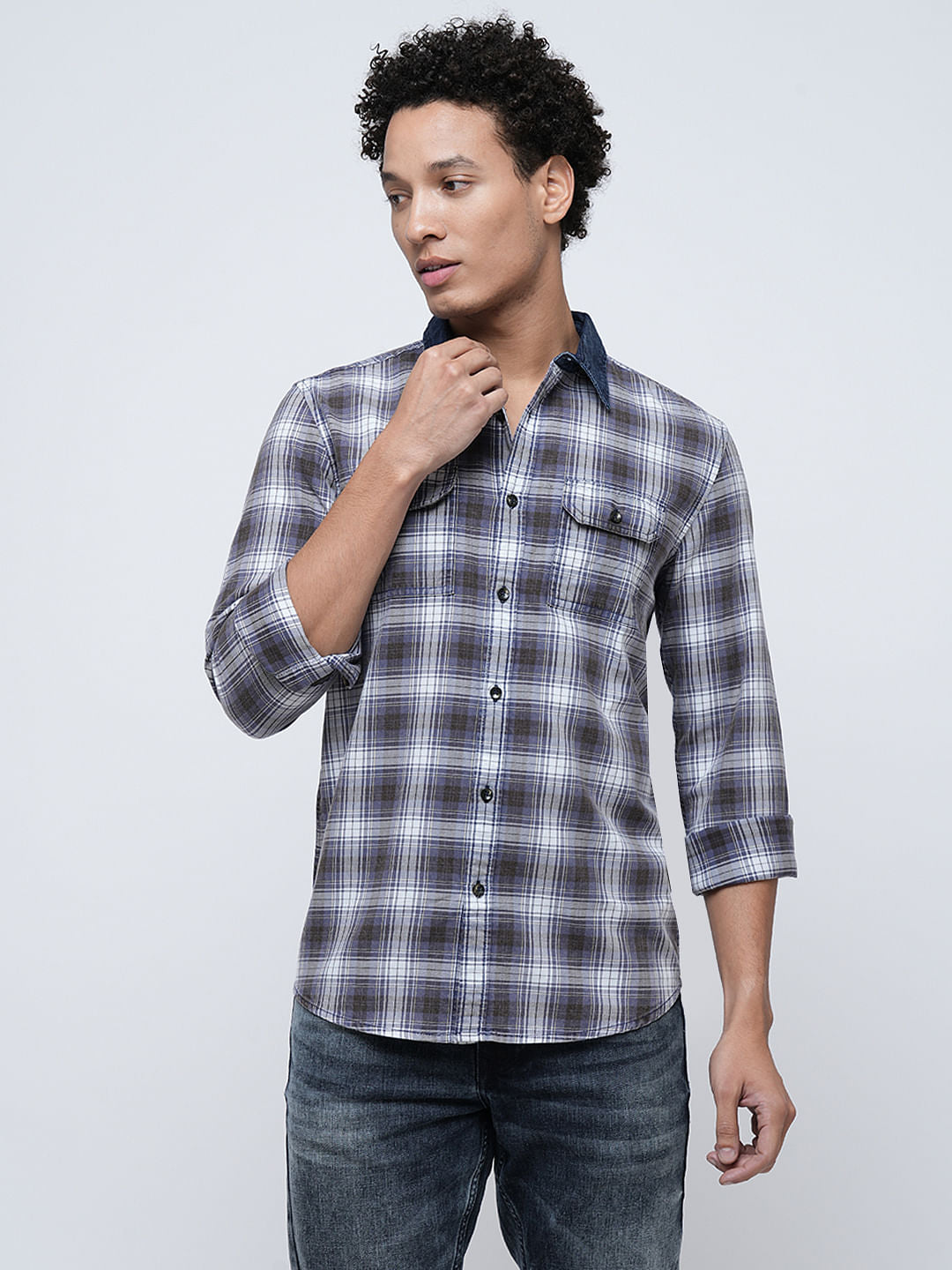 PRODUKT by JACK&JONES Blue Check Cotton Shirt