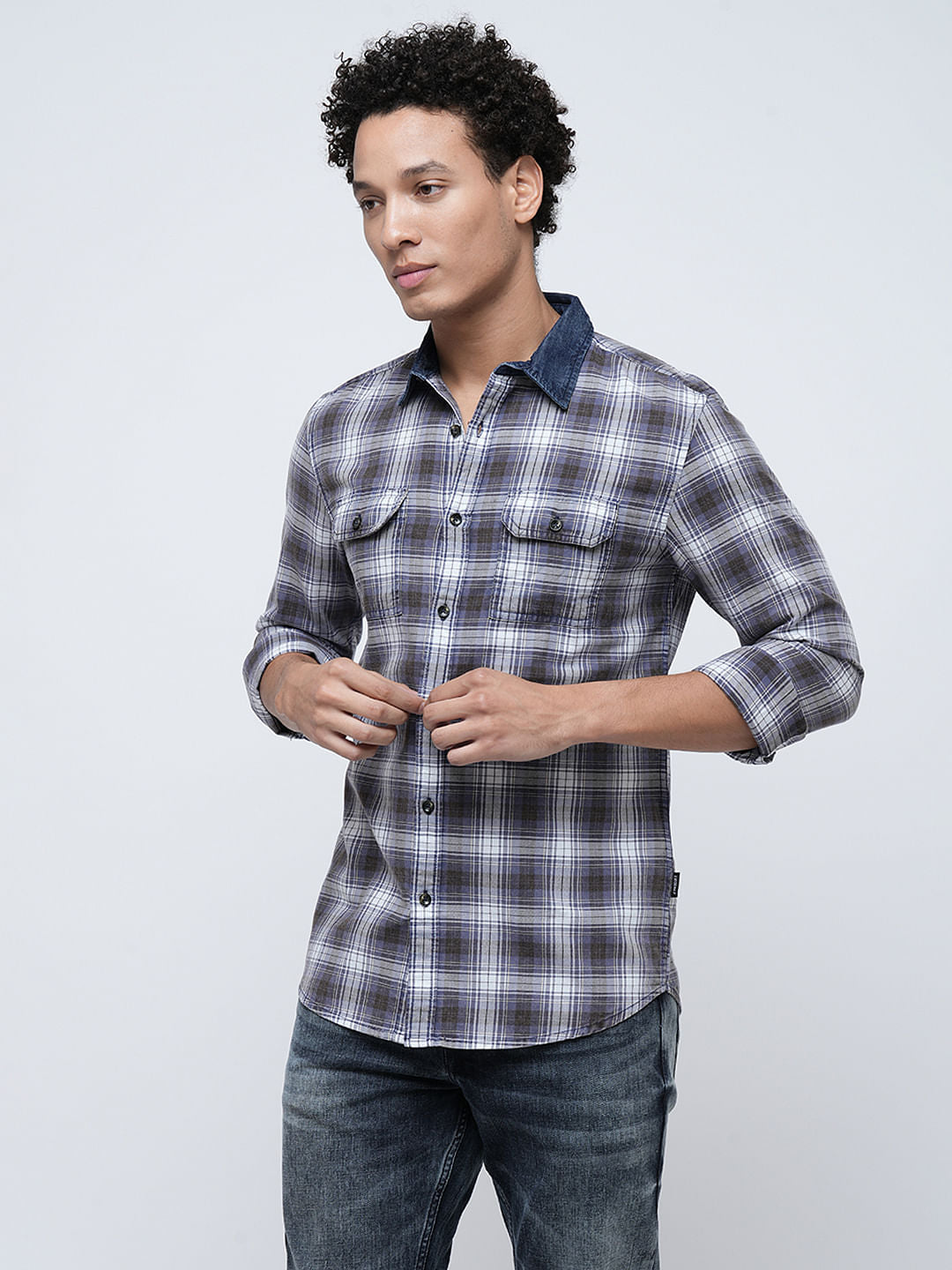 PRODUKT by JACK&JONES Blue Check Cotton Shirt