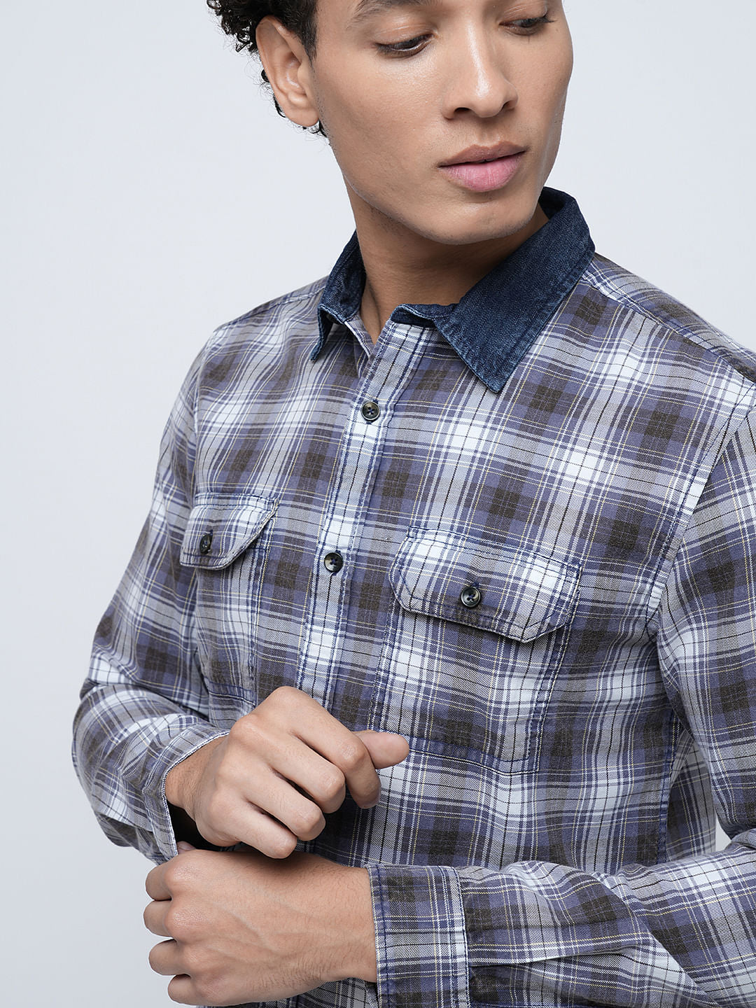 PRODUKT by JACK&JONES Blue Check Cotton Shirt
