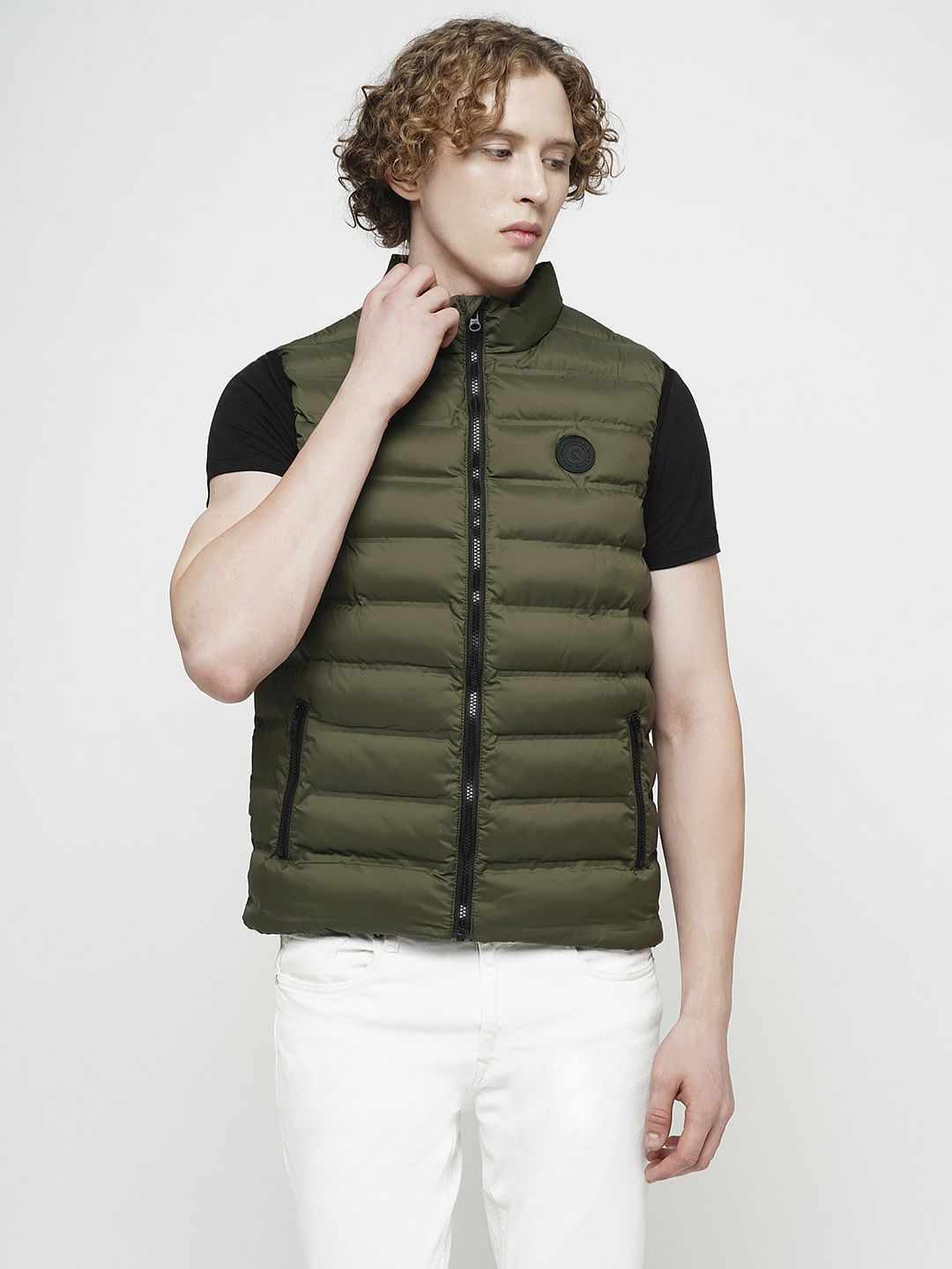 PRODUKT by JACK&JONES Olive Green Sleeveless Puffer Vest