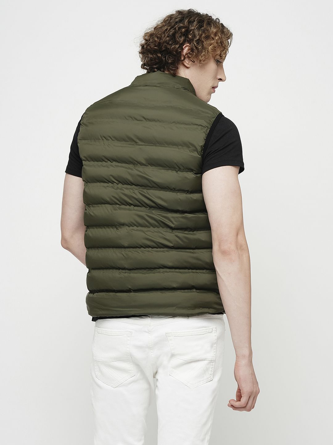 PRODUKT by JACK&JONES Olive Green Sleeveless Puffer Vest
