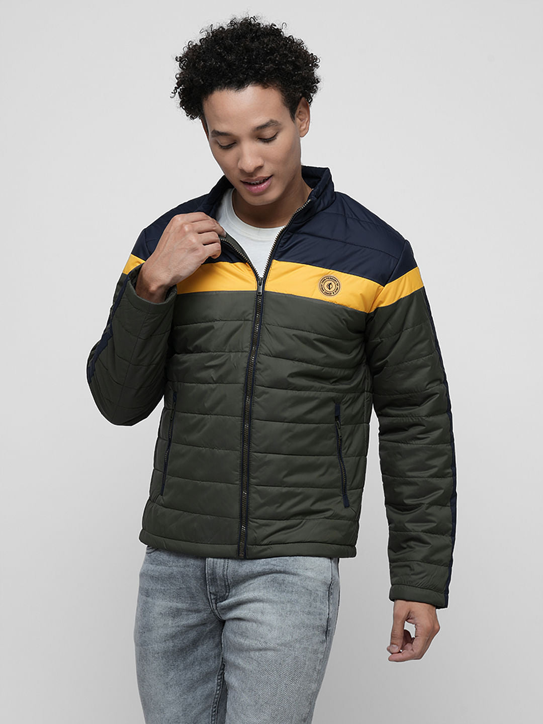 PRODUKT by JACK&JONES Green Colourblocked Puffer Jacket