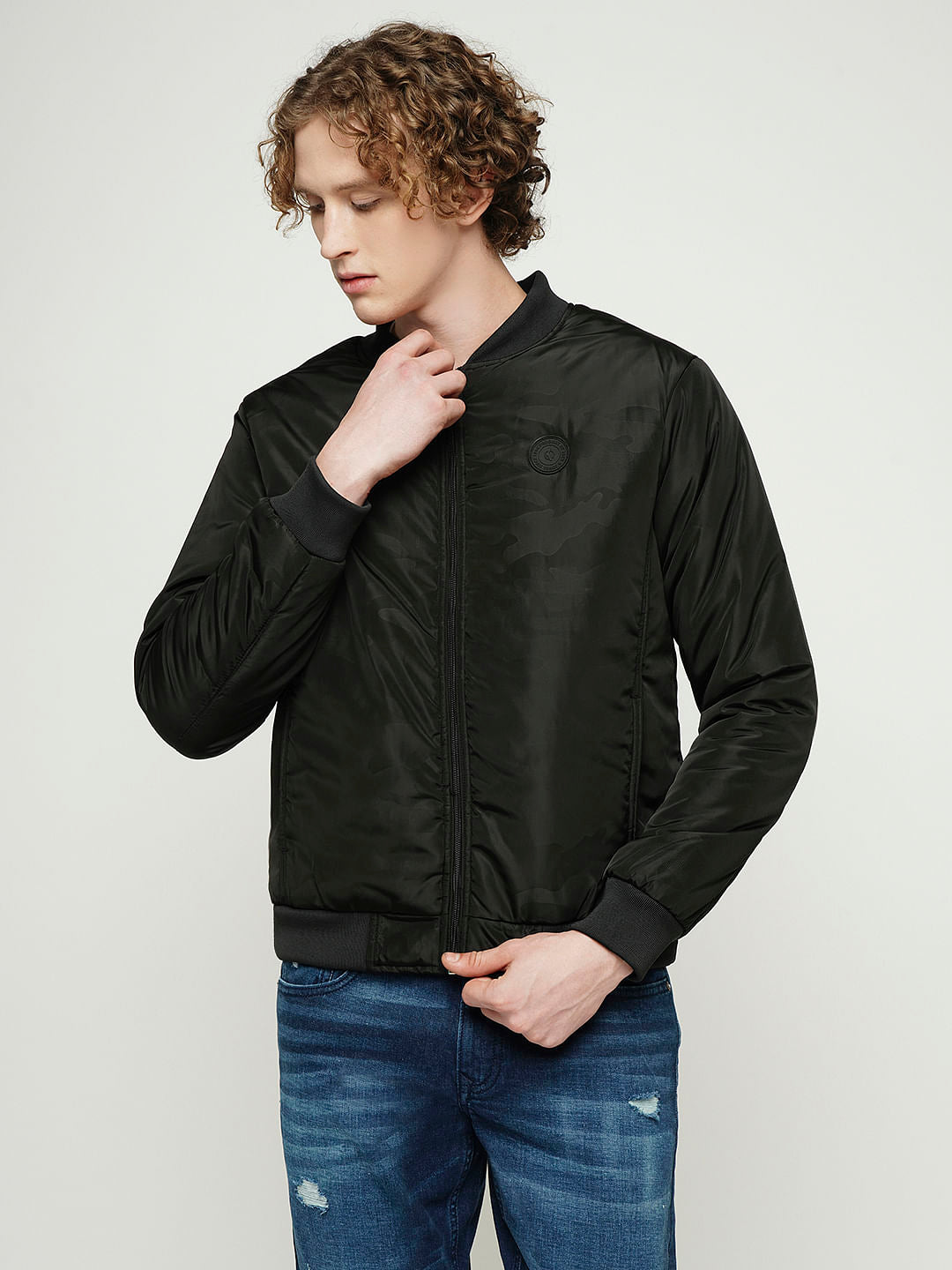 PRODUKT by JACK&JONES Black Zip-Up Bomber Jacket