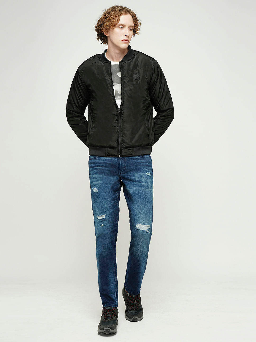 PRODUKT by JACK&JONES Black Zip-Up Bomber Jacket