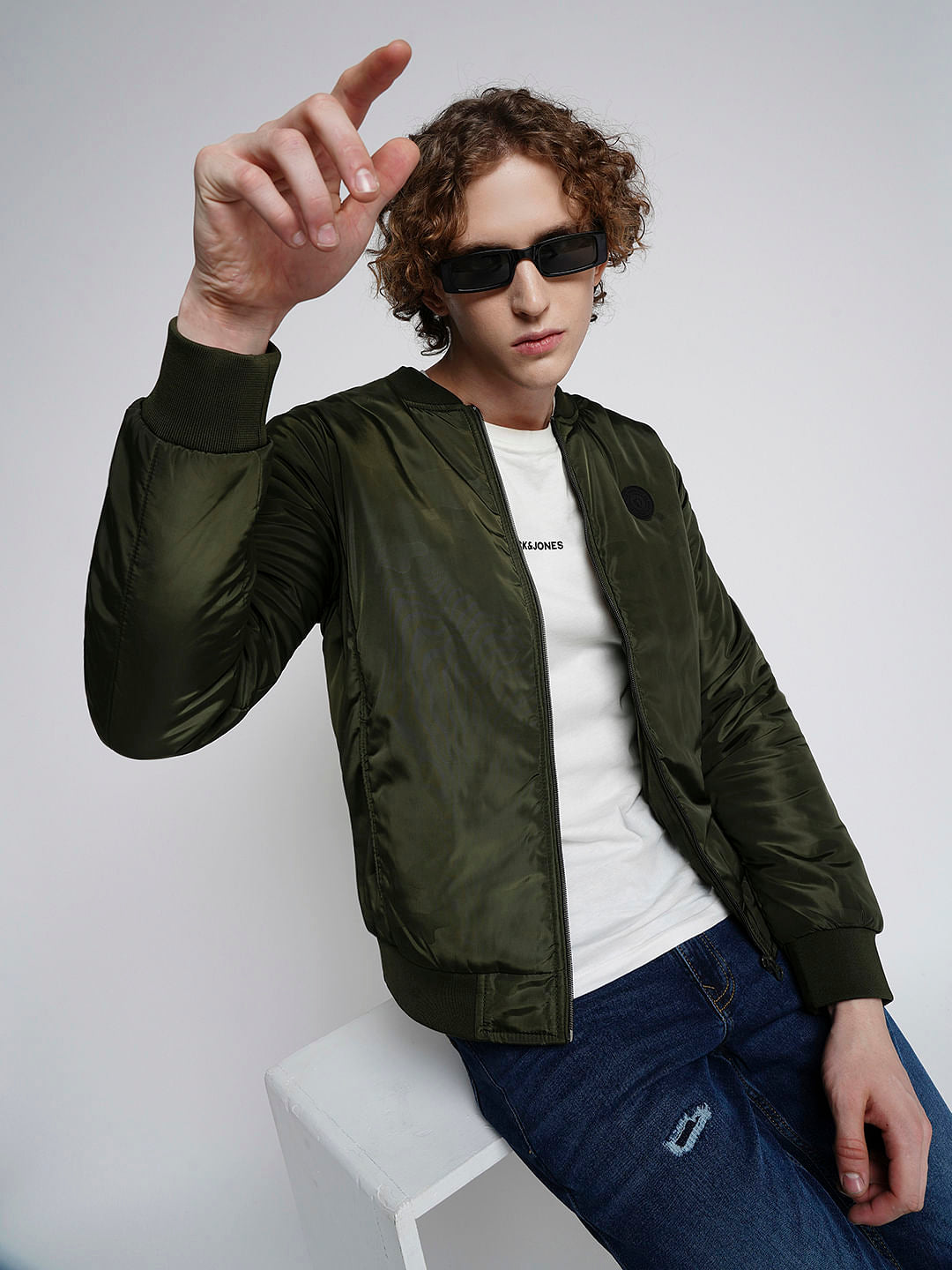 PRODUKT by JACK&JONES Green Zip-Up Bomber Jacket