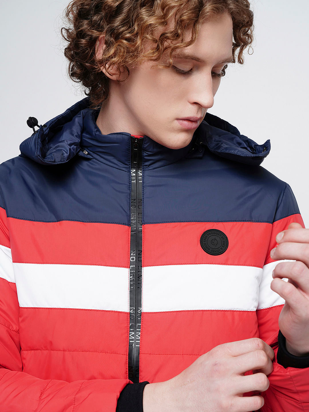 PRODUKT by JACK&JONES Red Colourblocked Hooded Puffer Jacket