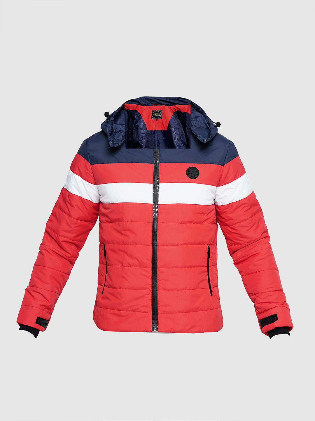 PRODUKT by JACK&JONES Red Colourblocked Hooded Puffer Jacket