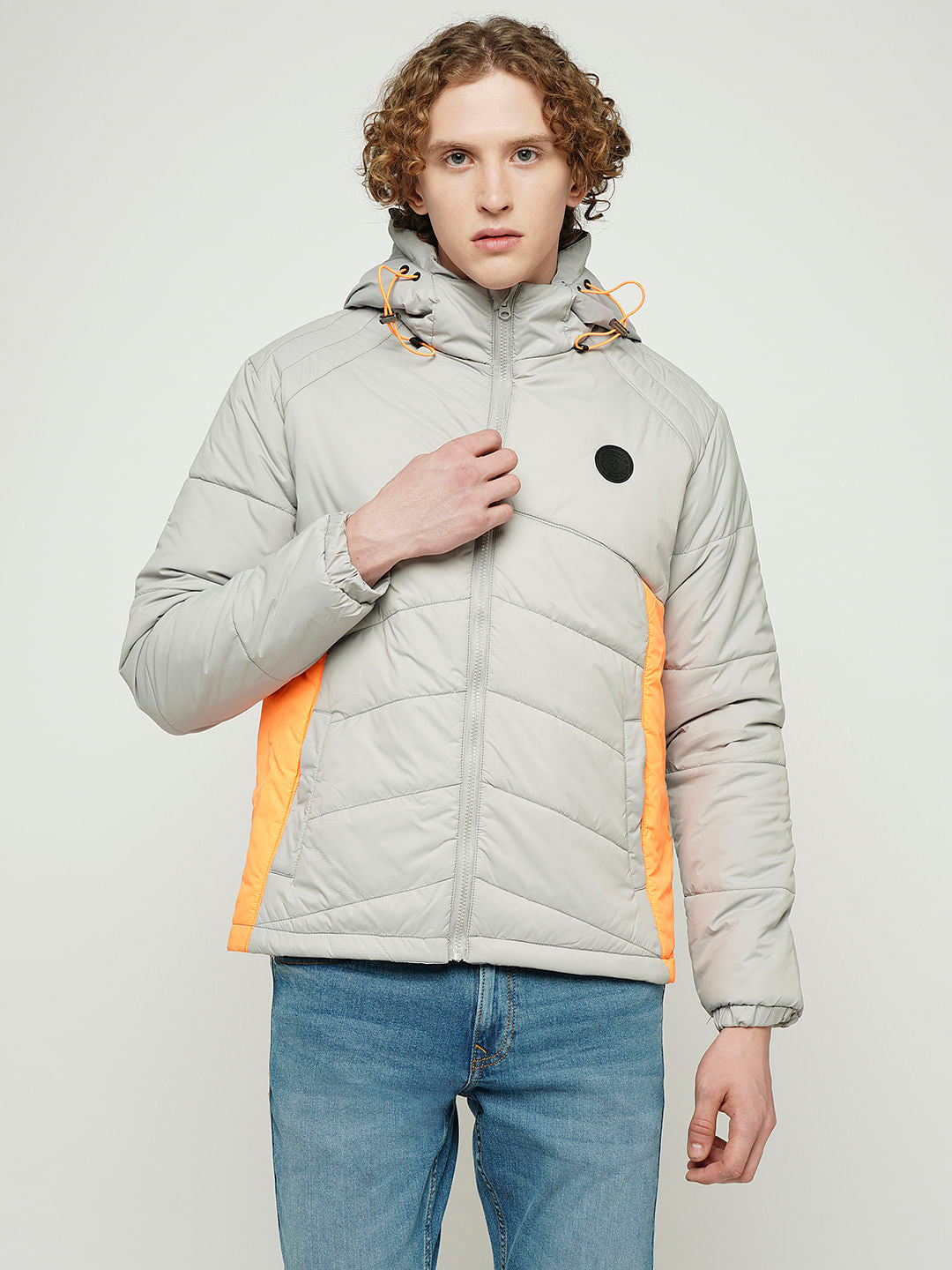 PRODUKT by JACK&JONES Grey Hooded Puffer Jacket