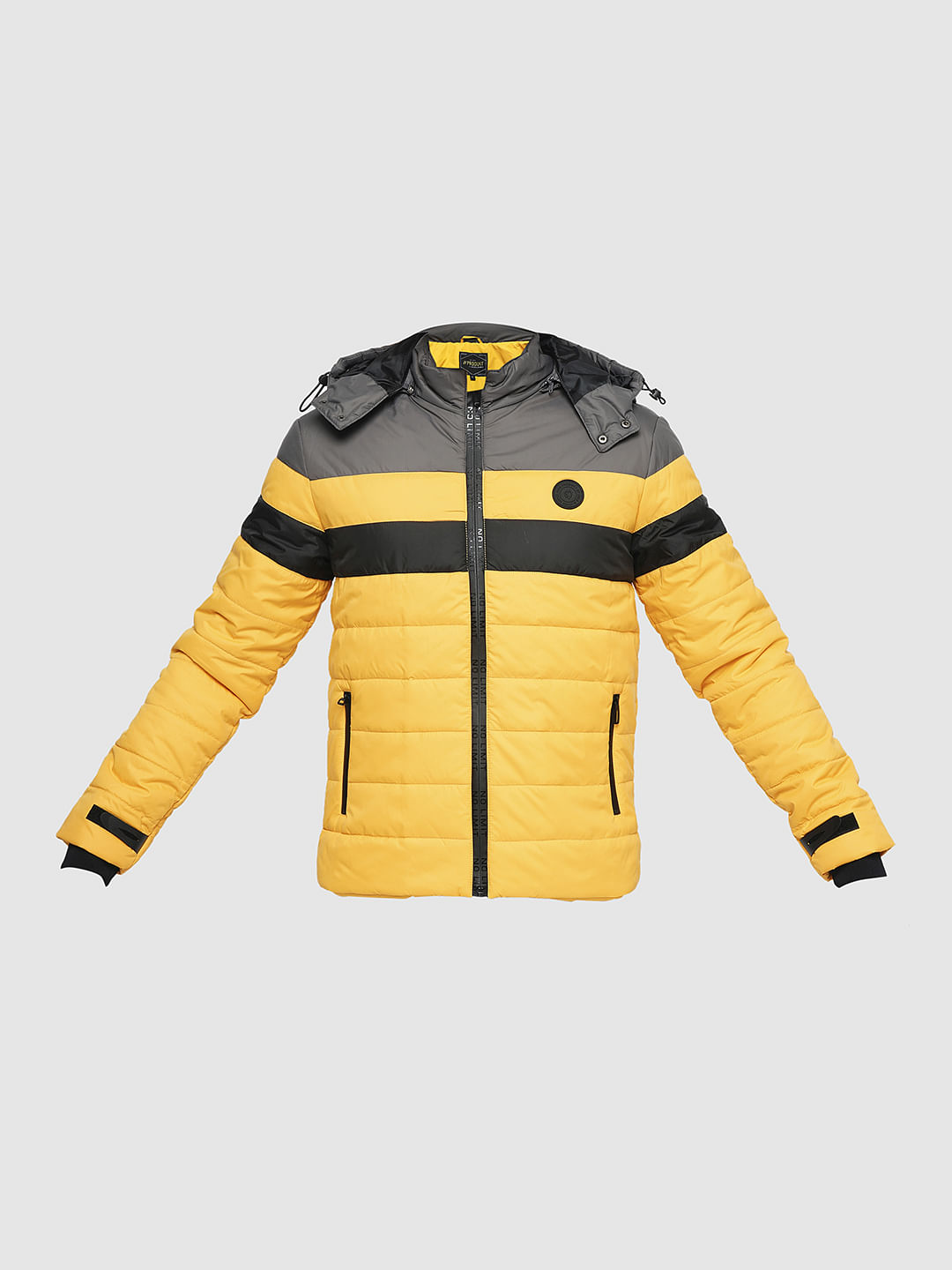 PRODUKT by JACK&JONES Yellow Colourblocked Hooded Puffer Jacket