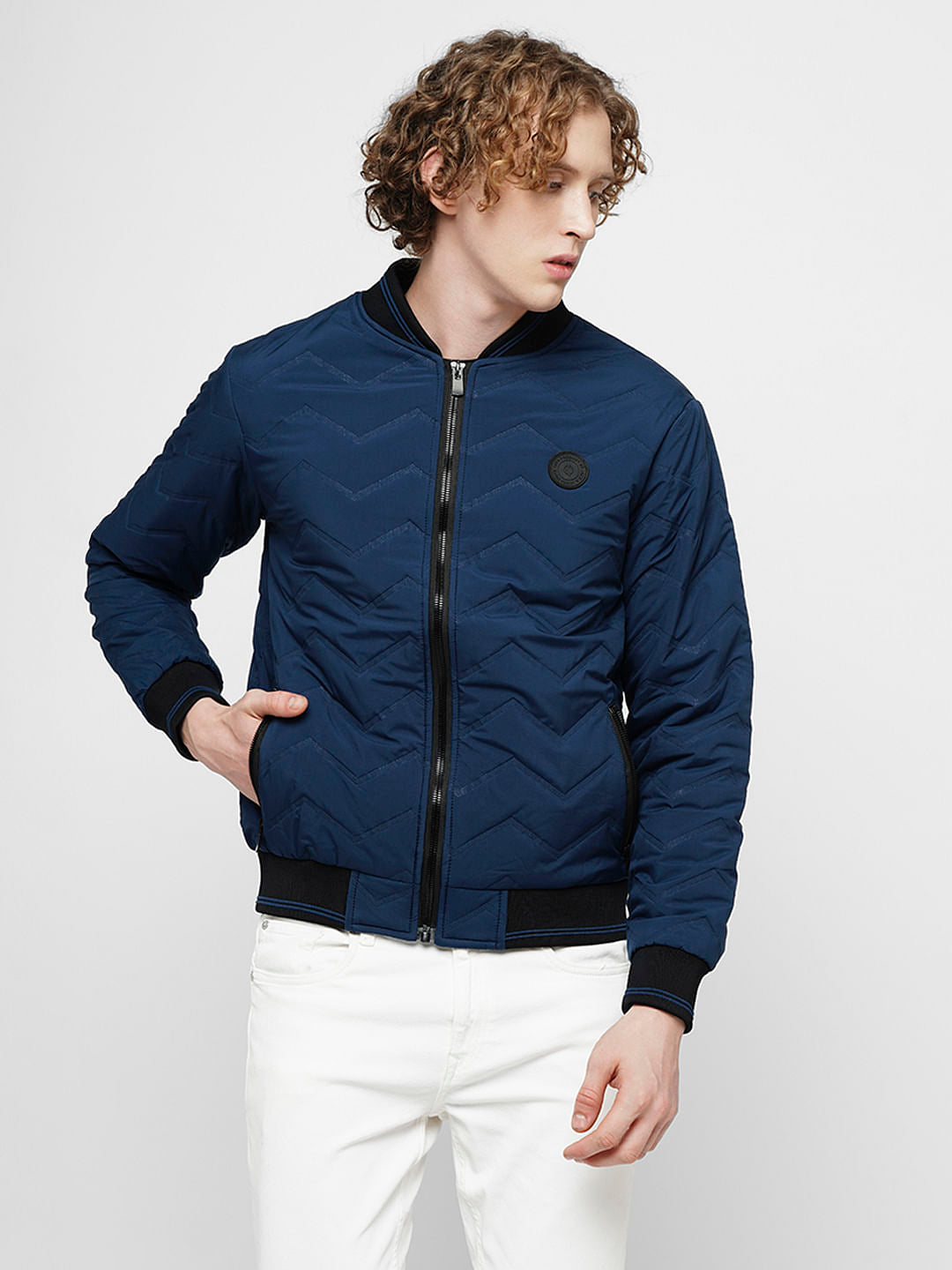 PRODUKT by JACK&JONES Dark Blue Quilted Bomber Jacket