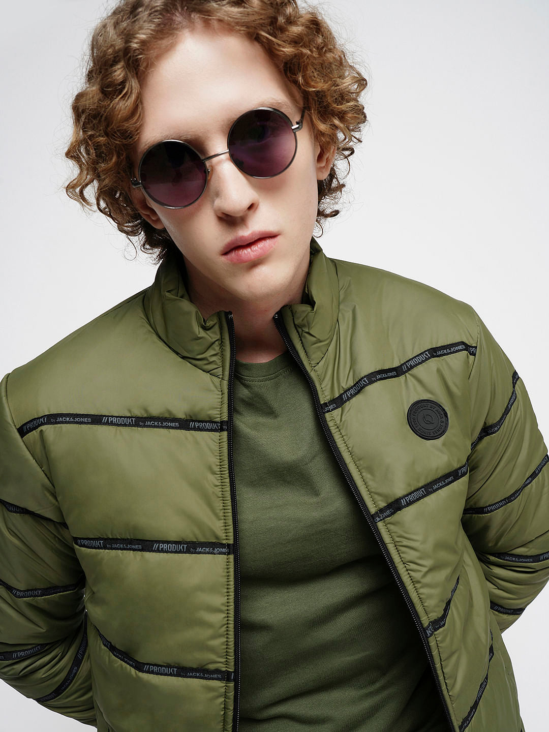PRODUKT by JACK&JONES Green Logo Print Puffer Jacket