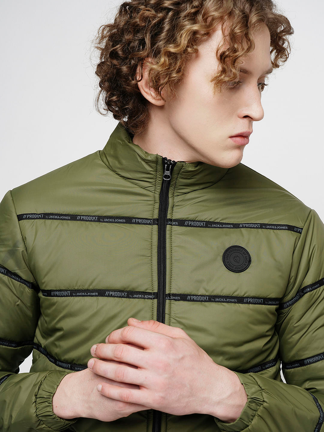 PRODUKT by JACK&JONES Green Logo Print Puffer Jacket