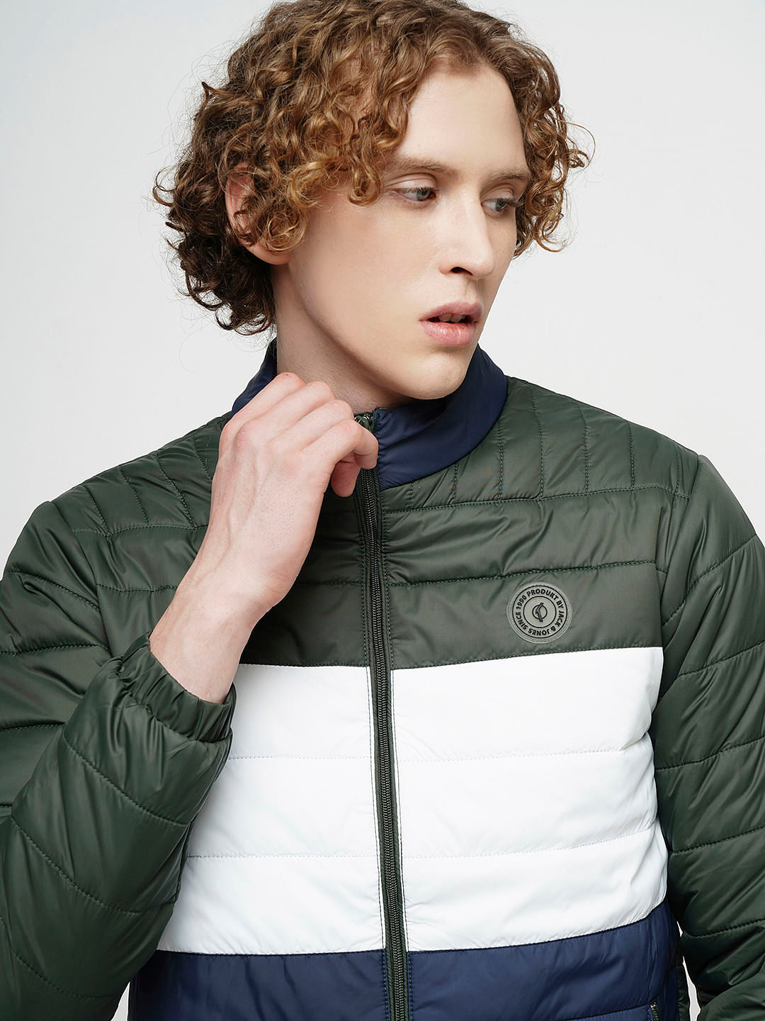 PRODUKT by JACK&JONES Green Colourblocked Hooded Puffer Jacket