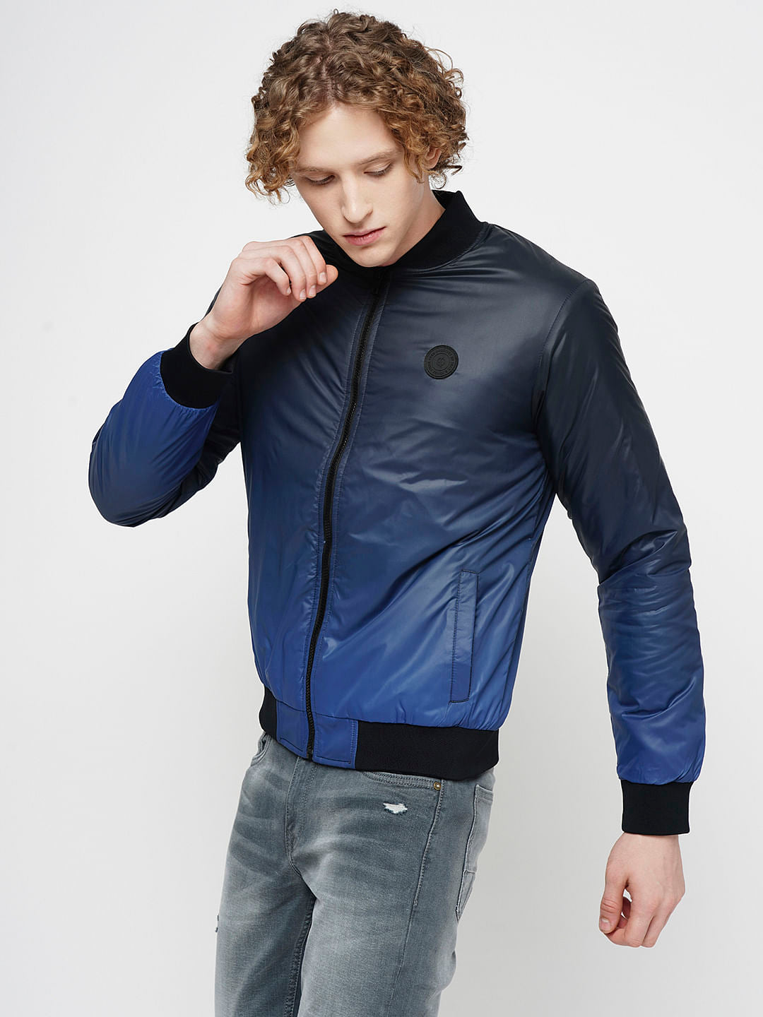 PRODUKT by JACK&JONES Dark Blue Ombre Bomber Jacket