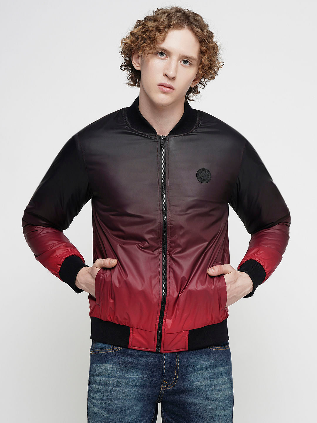 PRODUKT by JACK&JONES Dark Red Ombre Bomber Jacket