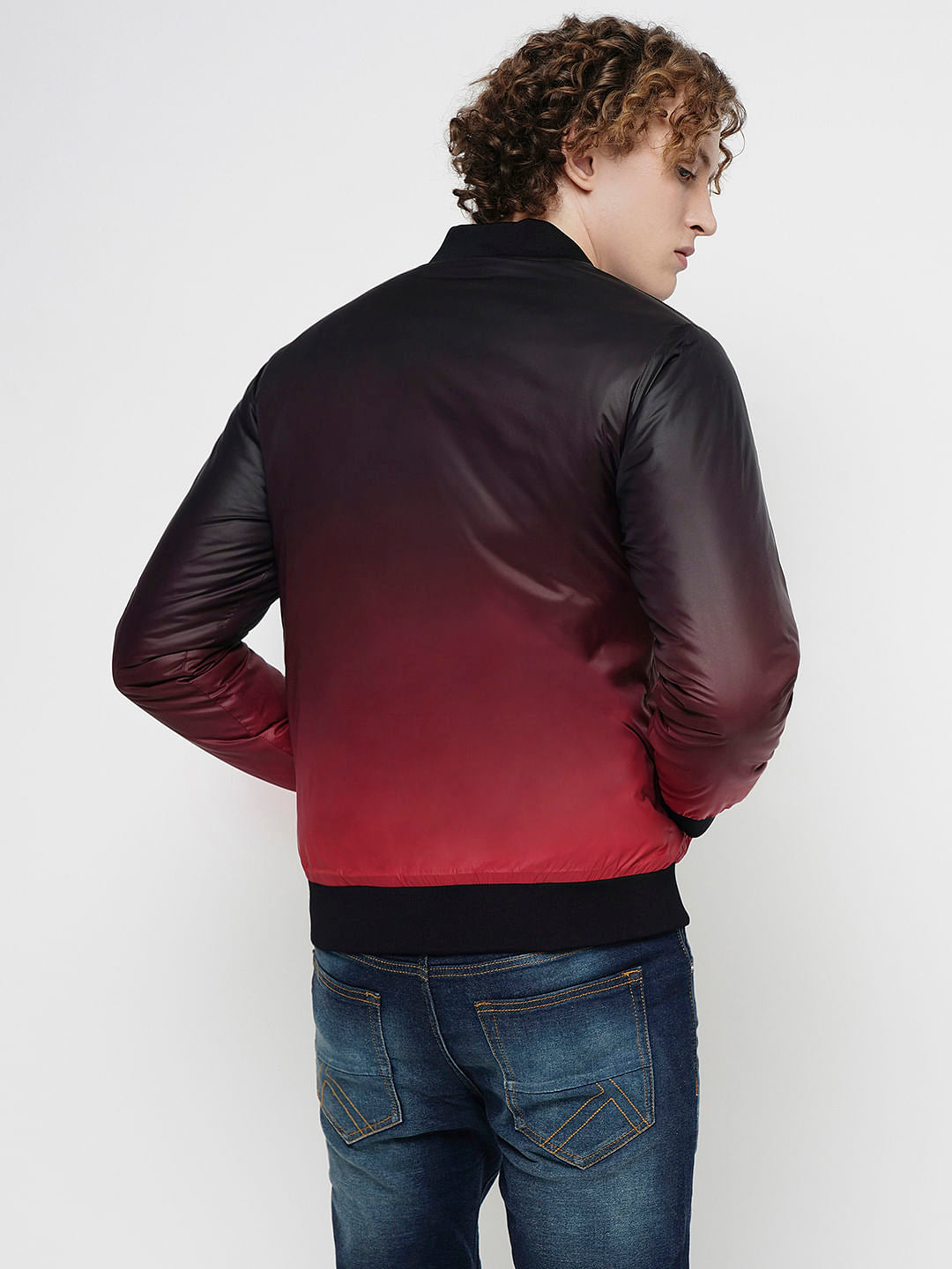 PRODUKT by JACK&JONES Dark Red Ombre Bomber Jacket