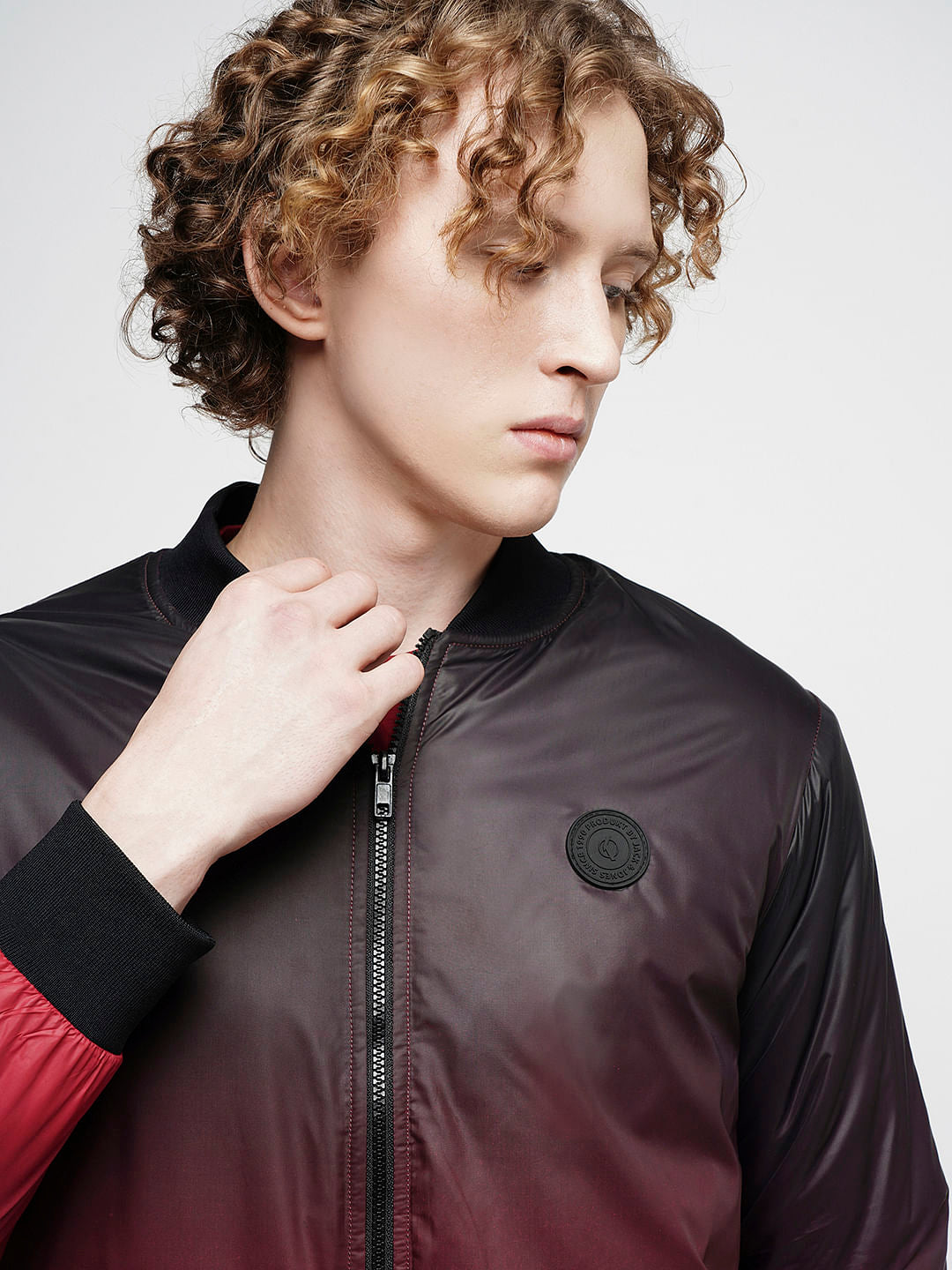 PRODUKT by JACK&JONES Dark Red Ombre Bomber Jacket