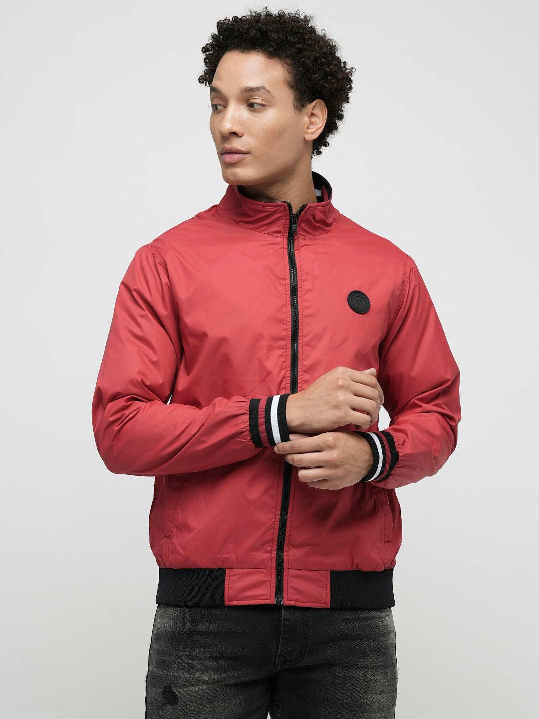 PRODUKT by JACK&JONES Red High Neck Zip-Up Jacket