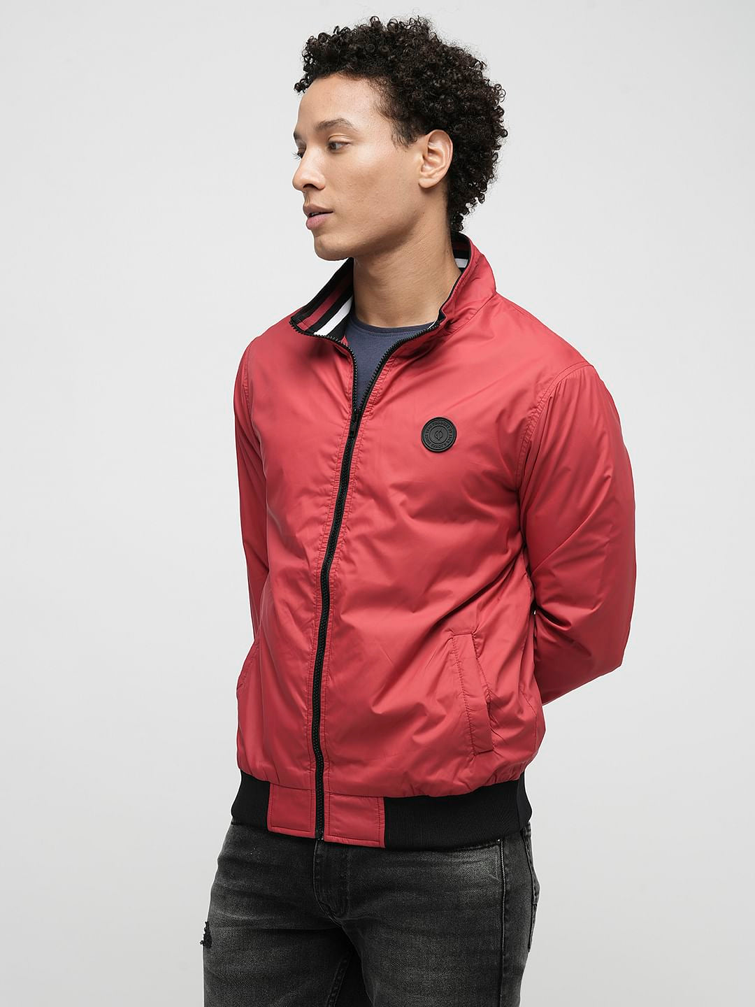 PRODUKT by JACK&JONES Red High Neck Zip-Up Jacket