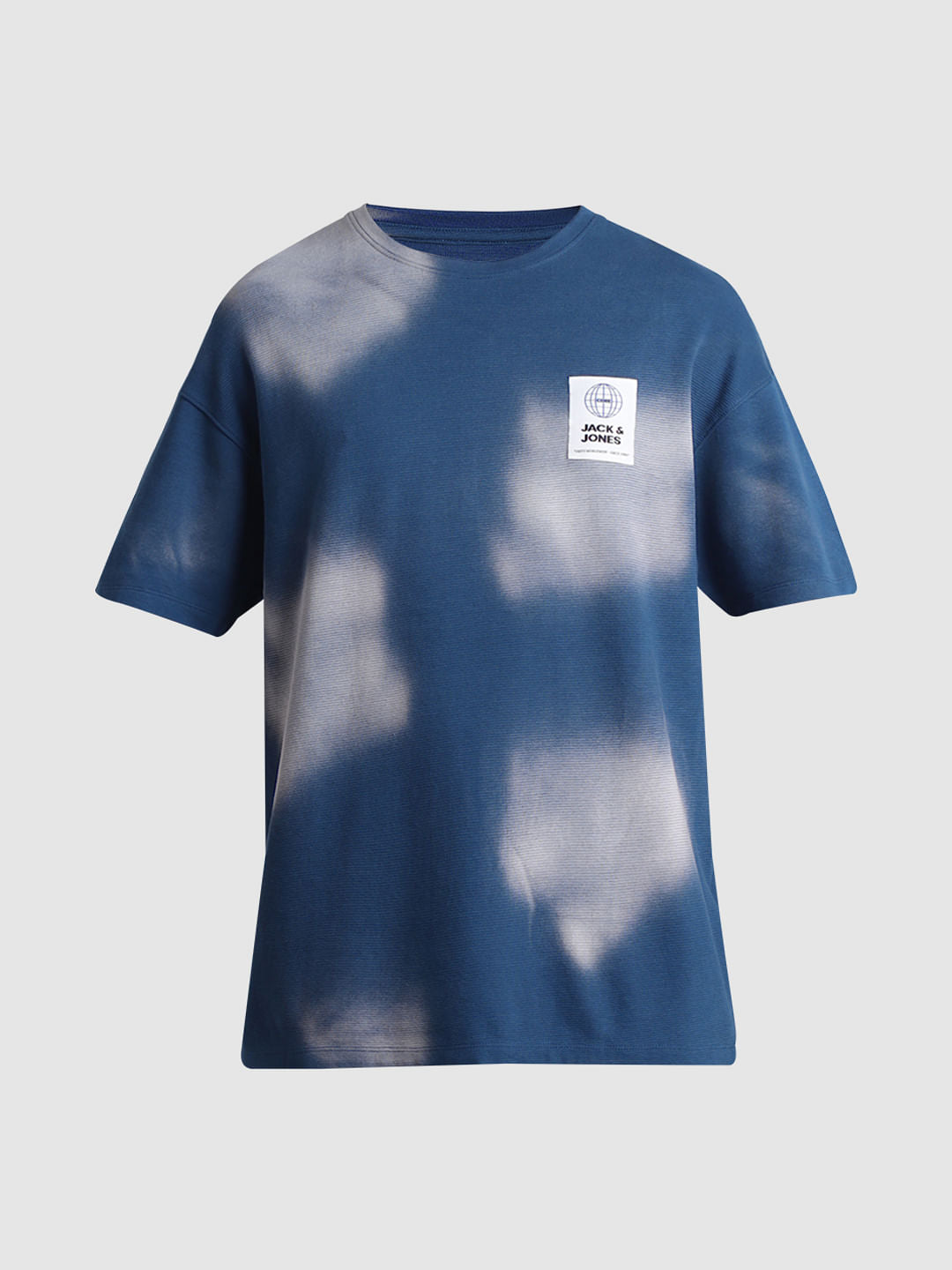 Blue Colourblocked Crew Neck T-shirt