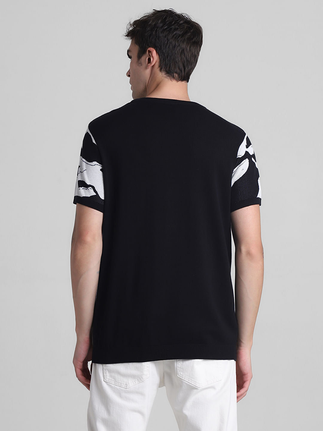 Black Printed Jacquard T-shirt