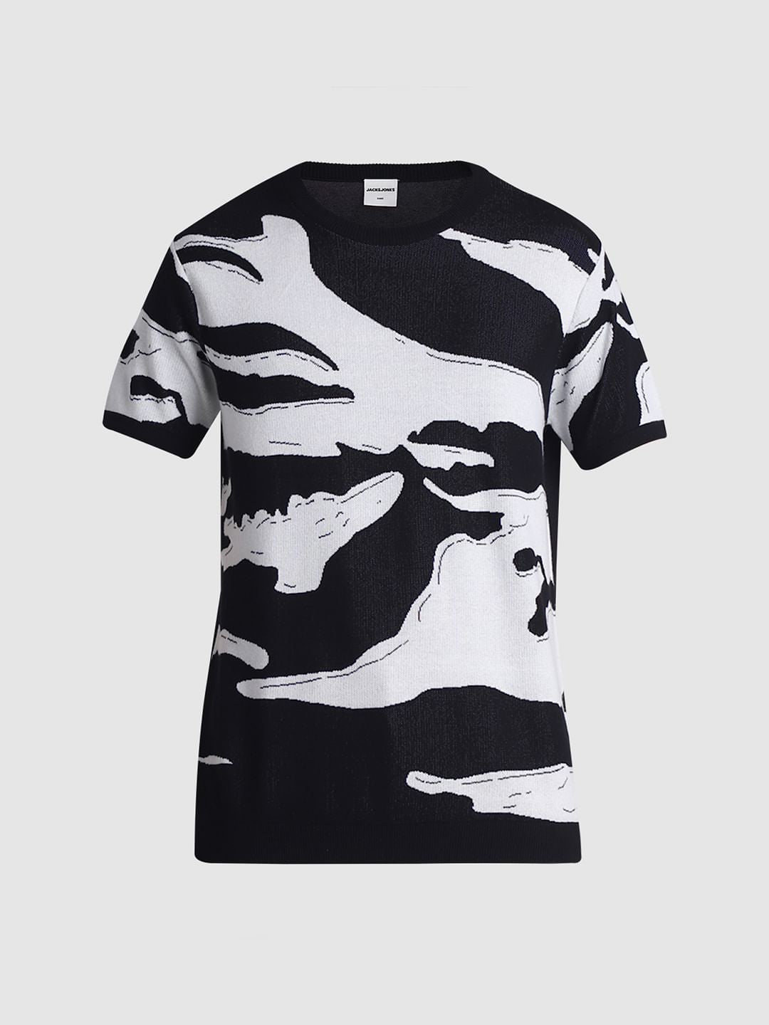 Black Printed Jacquard T-shirt