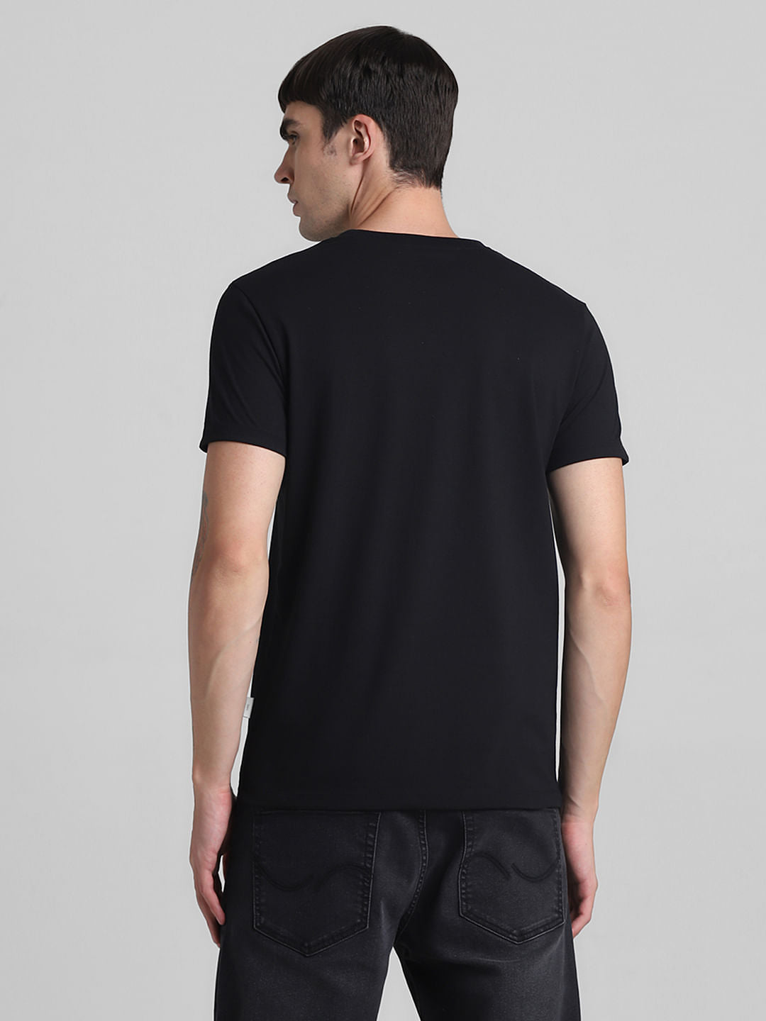 Black Printed Crew Neck T-shirt