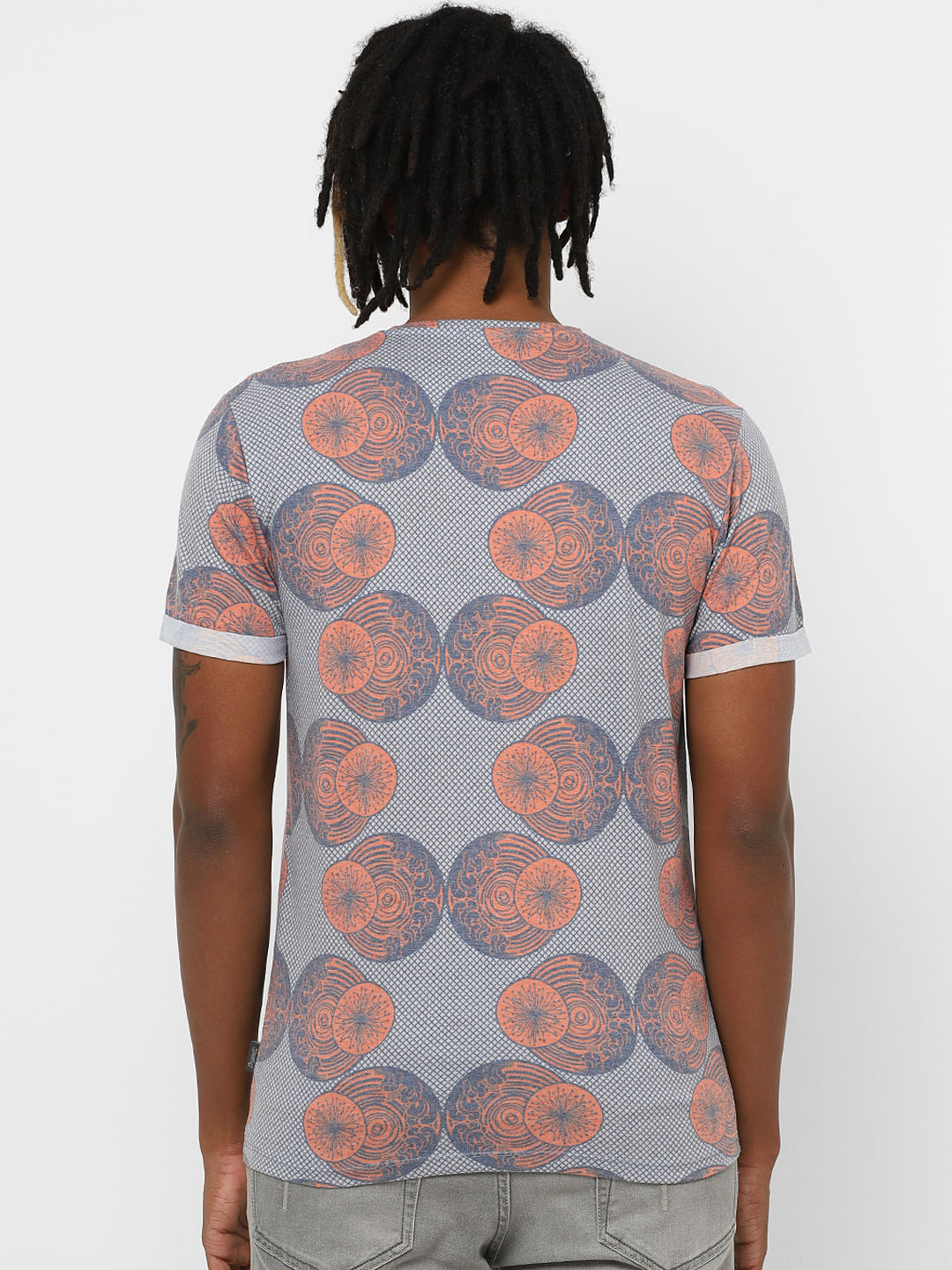 Peach Graphic Print Crew Neck T-Shirt