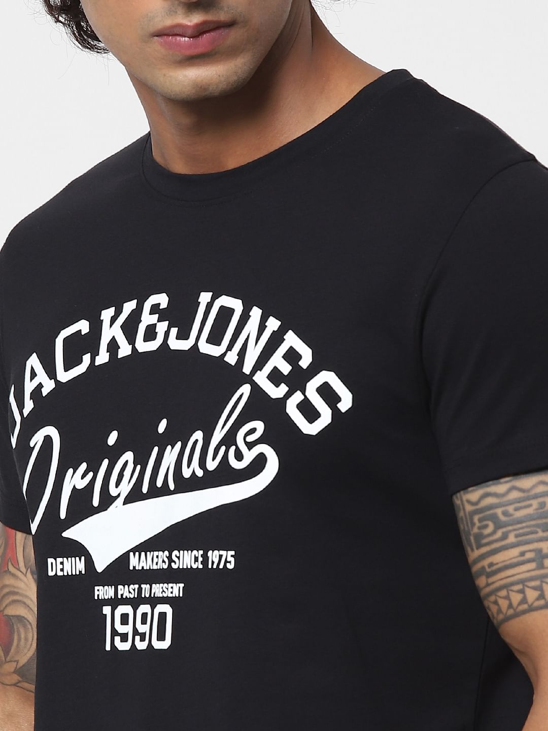 Blue Logo Print Crew Neck T-shirt