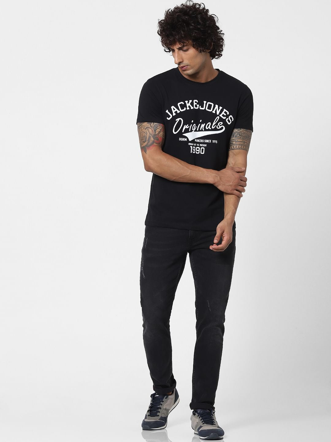 Blue Logo Print Crew Neck T-shirt