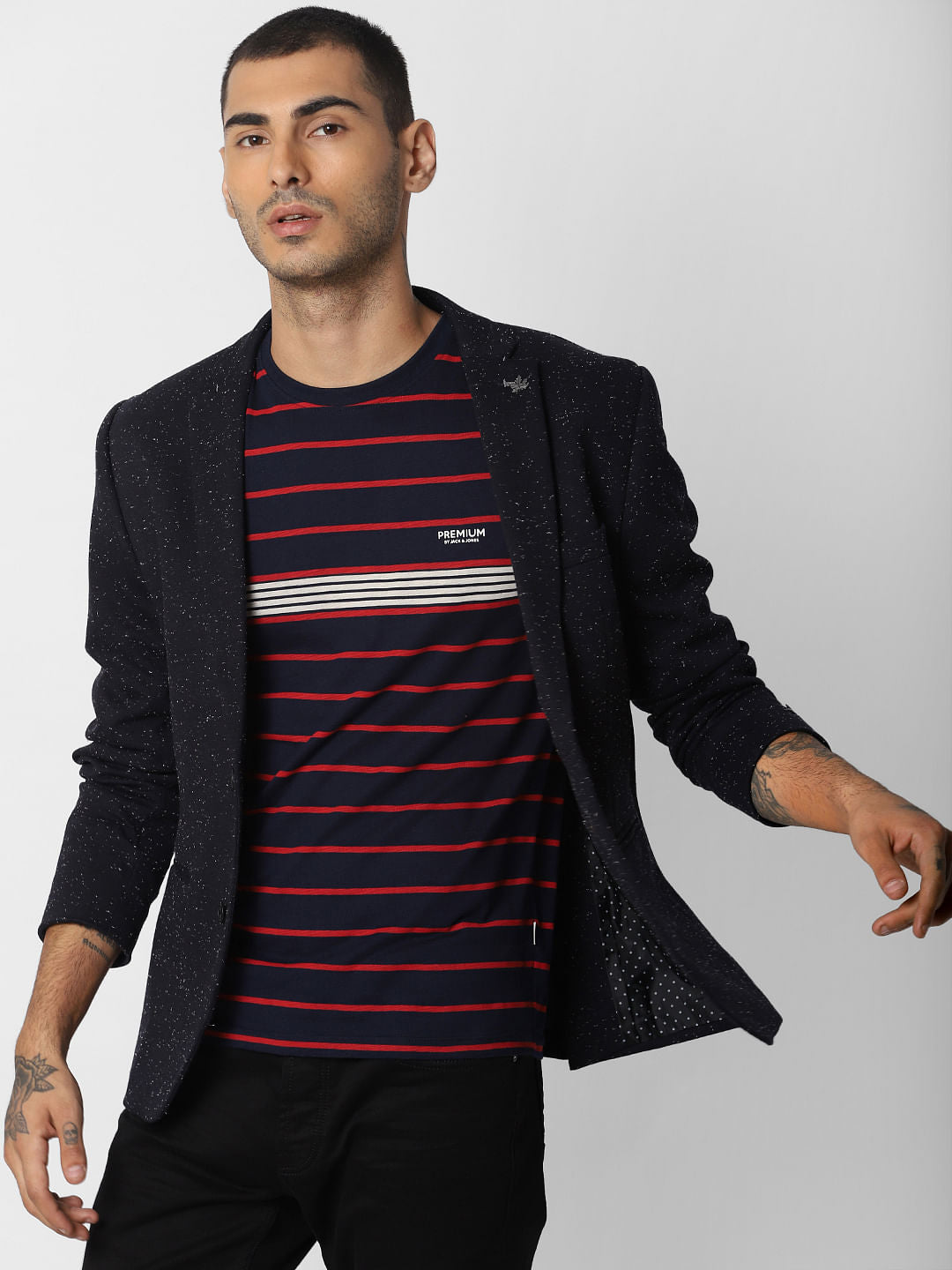 Blue Striped Crew Neck T-shirt